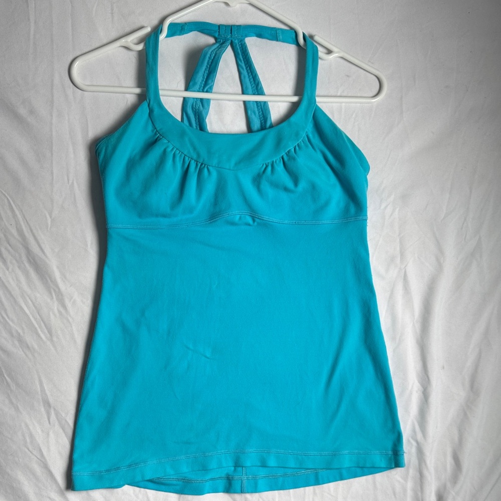 Lululemon scoop neckline Turquoise Halter Top. See photos for wear.